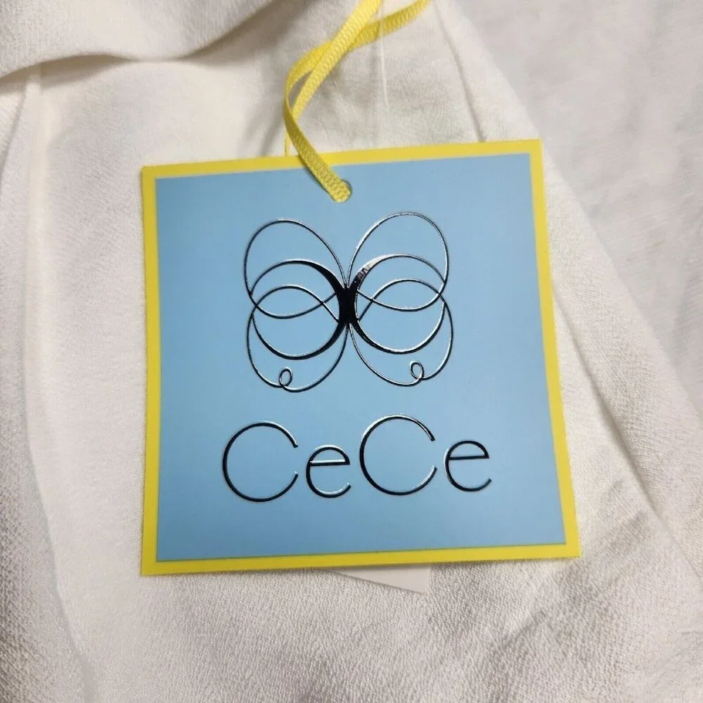 CeCe Women's Shorts Size 10 Paperbag Tie-Front White Casual Shorts (21) - Picture 7 of 10